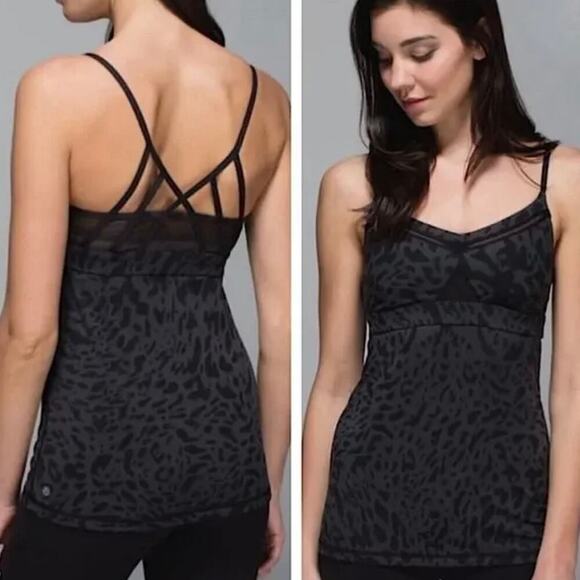 lululemon athletica Tops - Lululemon Just Breathe Tank Top - Animal Print - Black + Gray - Size 6